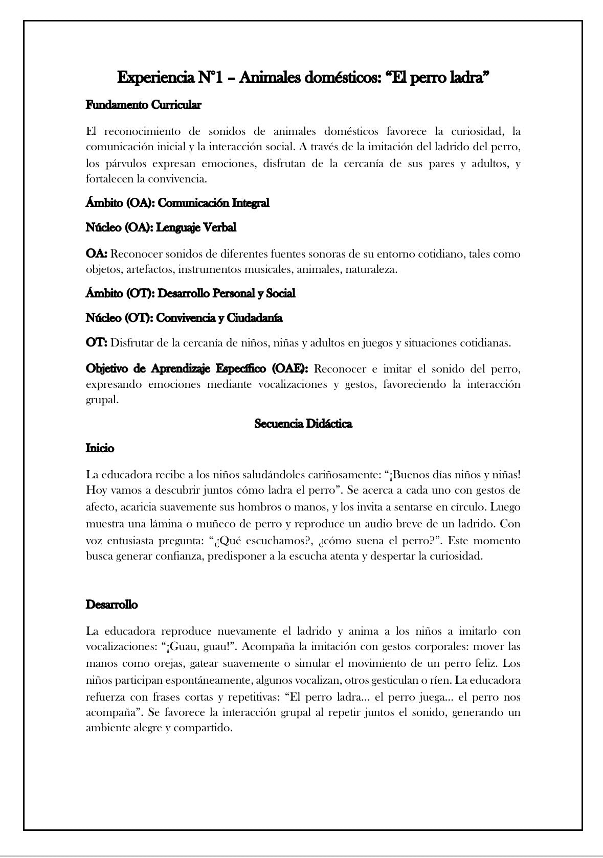 Planificaciónes Sala cuna Heterogénea Animales Domésticos