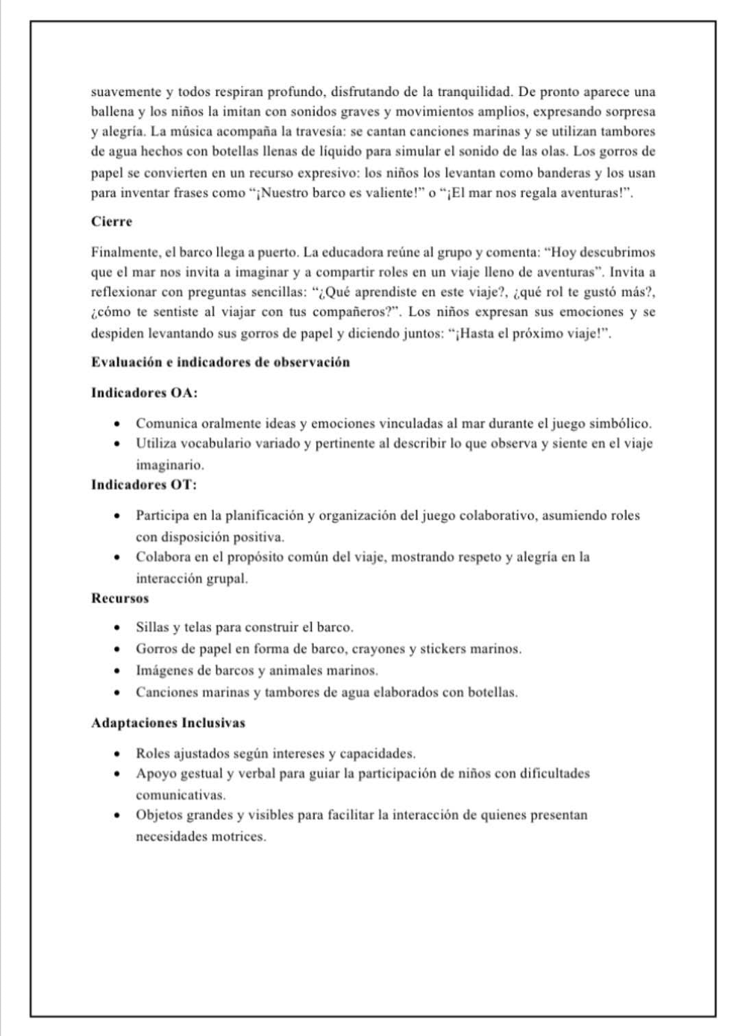 Planificación Nivel Transición Pre-Kínder
“Mes del Mar”