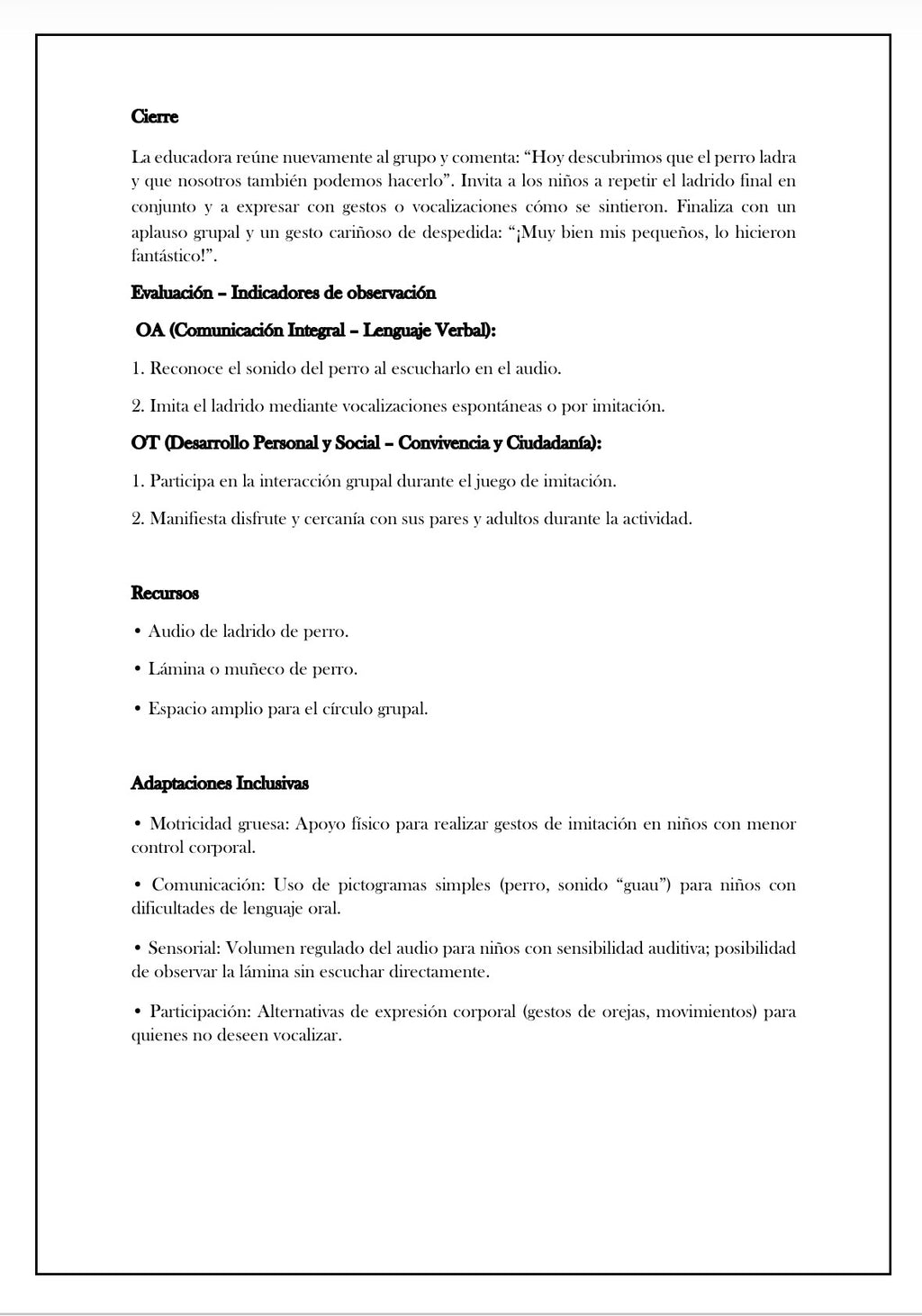 Planificaciónes Sala cuna Heterogénea Animales Domésticos