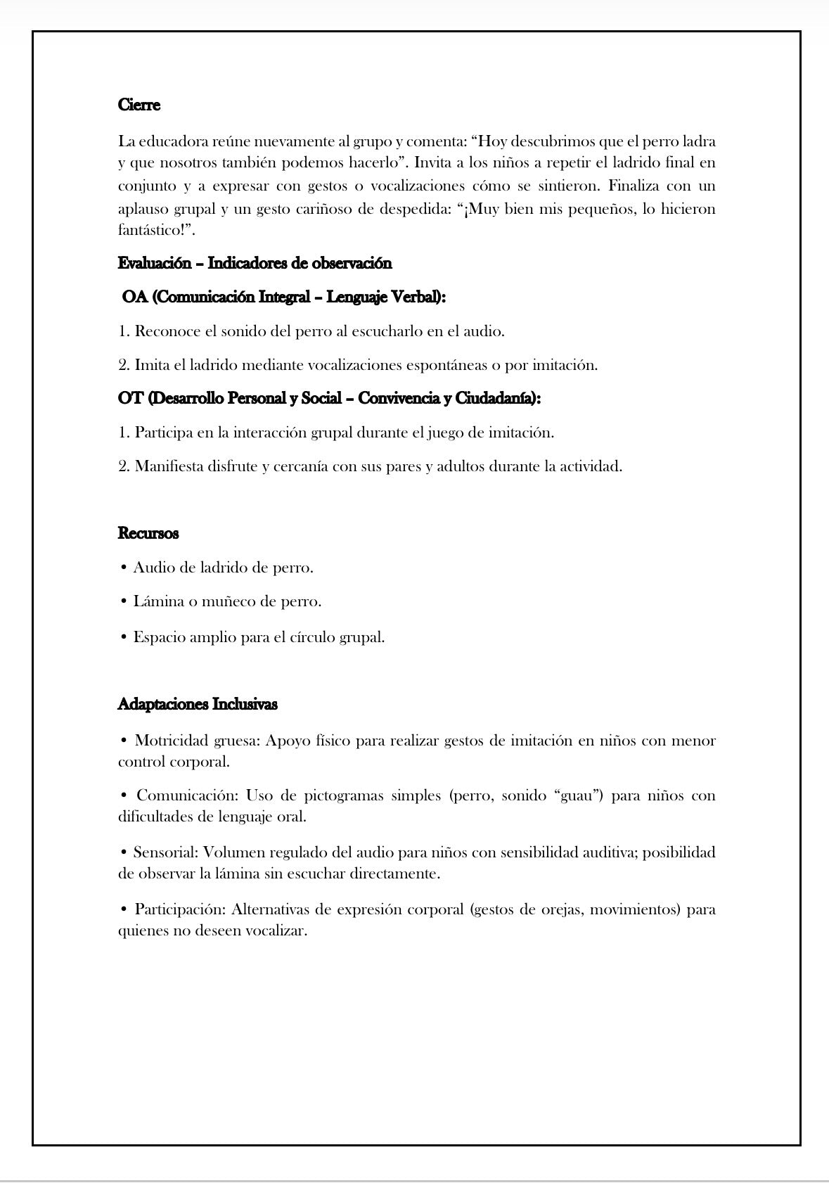 Planificaciónes Sala cuna Heterogénea Animales Domésticos