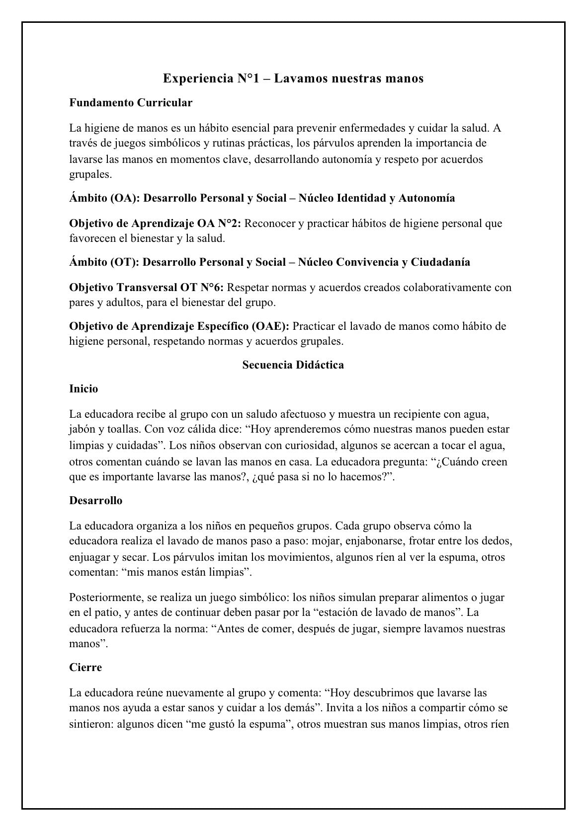 Planificaciónes Nivel transición Heterogéneo “Salud y Hábitos Higiénicos”