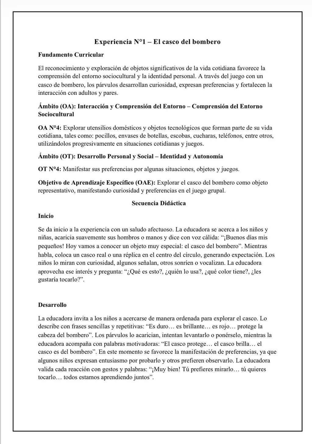Planificaciónes Sala Cuna Heterogénea “Día del 👨‍🚒 “