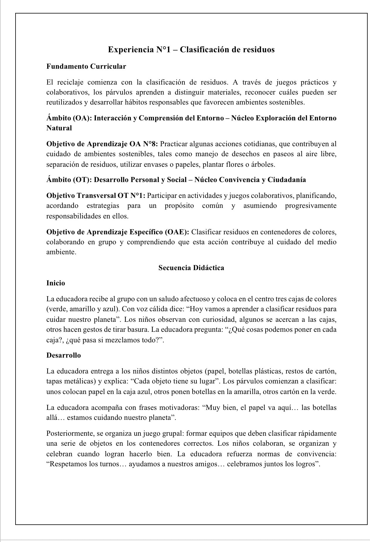 Planificaciónes Nivel Transición “El reciclaje”