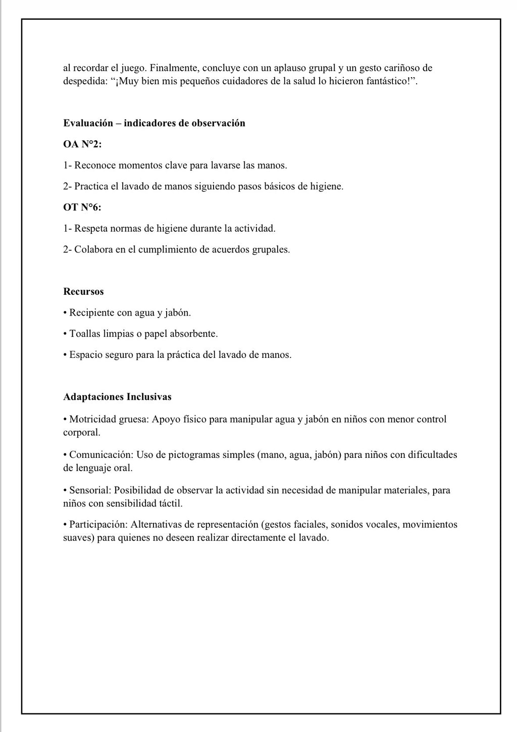 Planificaciónes Nivel transición Heterogéneo “Salud y Hábitos Higiénicos”