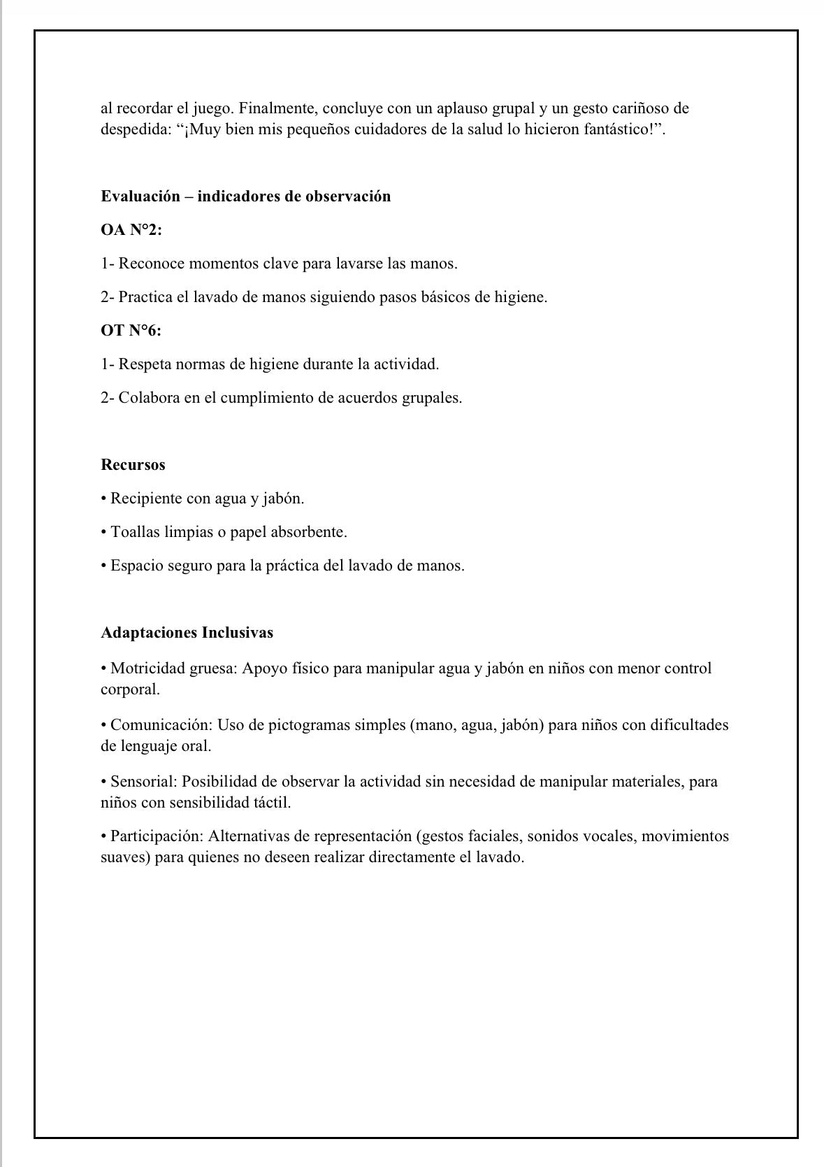 Planificaciónes Nivel transición Heterogéneo “Salud y Hábitos Higiénicos”