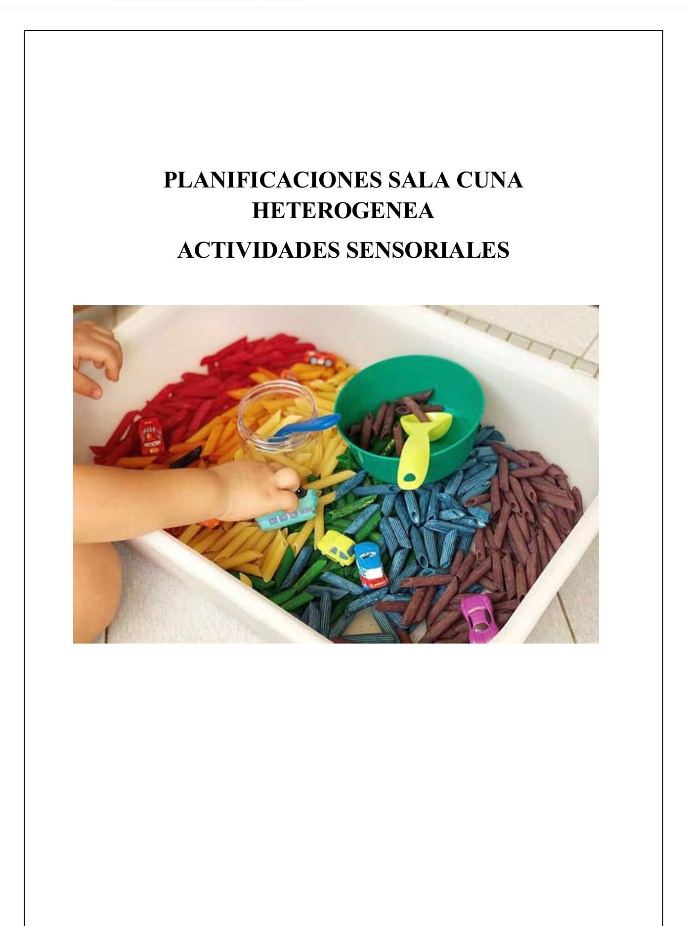 Planificaciones Sala Cuna Heterogénea – Actividades Sensoriales