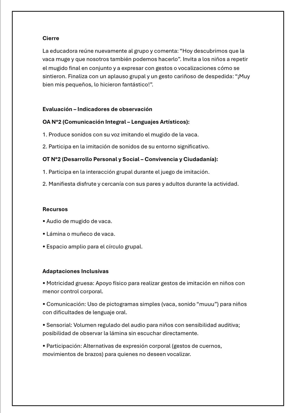 Planificaciónes Sala cuna Heterogénea “Animales de Granja”