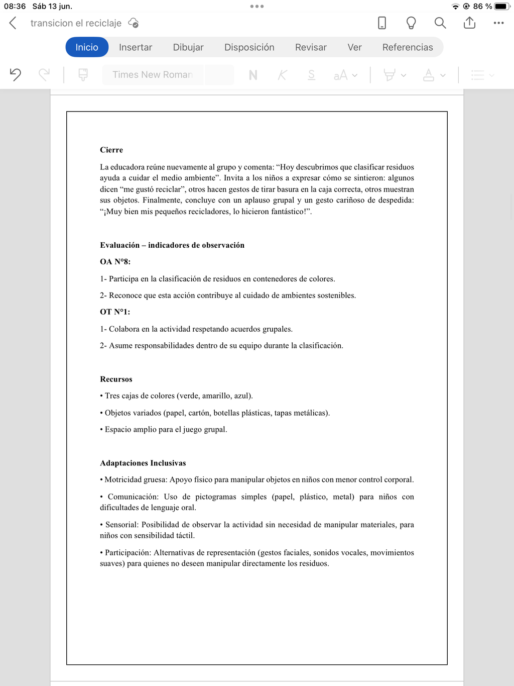 Planificaciónes Nivel Transición “El reciclaje”