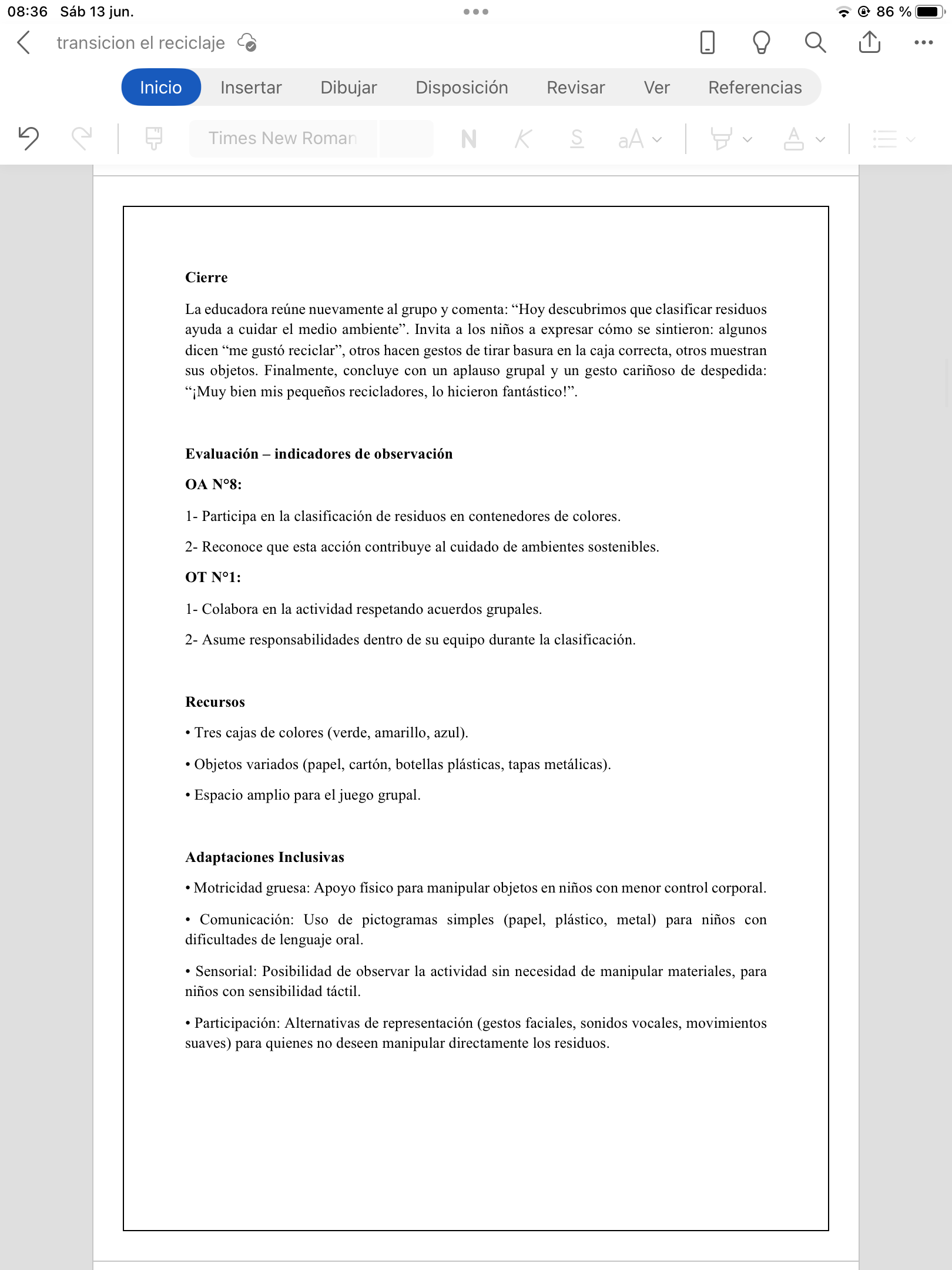 Planificaciónes Nivel Transición “El reciclaje”