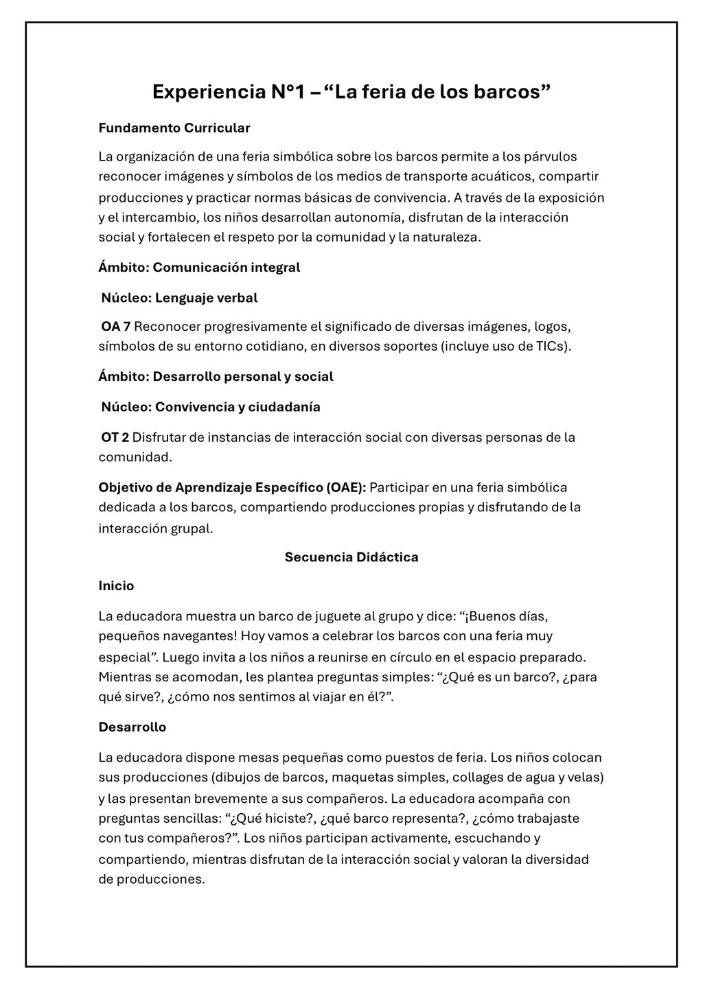 Planificación Nivel Medio Heterogéneo
“Los Medios de Transporte Acuáticos”